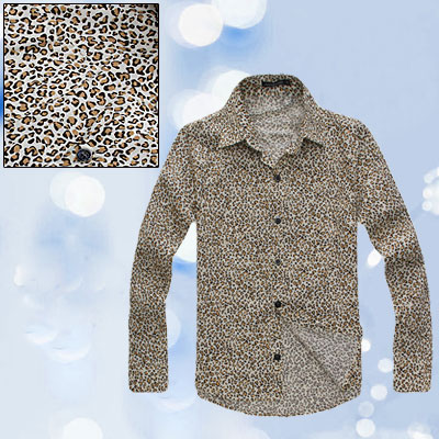 Long Sleeve Leopard Print Chest Pockets Button up Shirt for Men | eBay