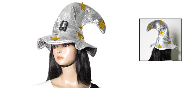 Halloween Parties Gold Tone Star Decor Soft Witch Hat  