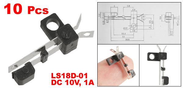 10 Pcs Electrical Mini Micro Stroke Leaf Switch DC 10V 1A  