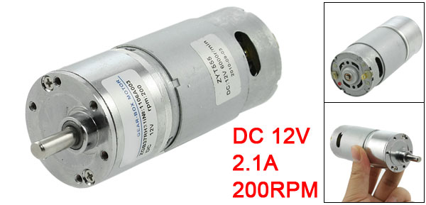 6mm Diameter Output Shaft 12V 2.1A DC Gear Motor 200RPM  