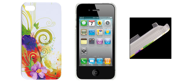 IMD Flower Printed Coloful Plastic Back Case for iPhone 4 4G 4S  